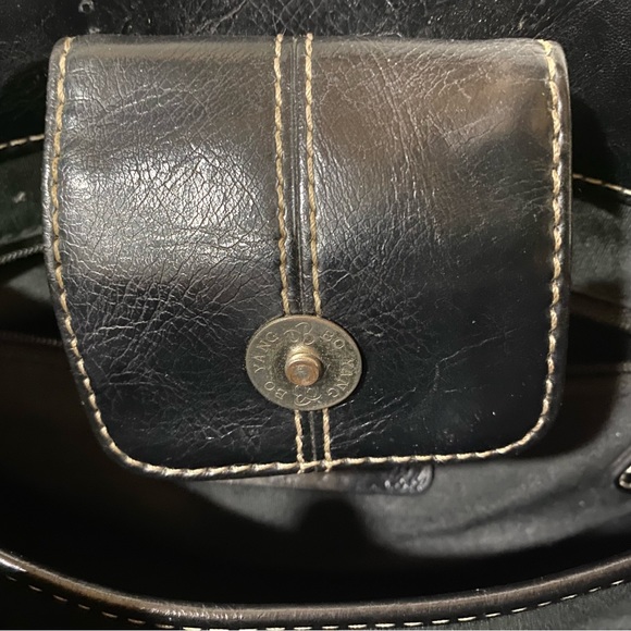 Nine & Co. Leather Canvas Baguette Bag Shoulder Strap Women's Mini Purse Tote - Picture 14 of 16